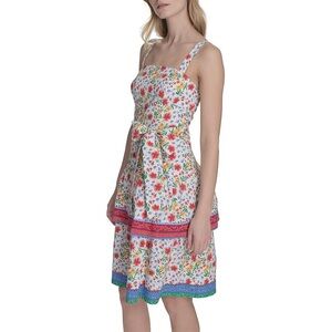 Eliza J. Floral Print Midi Dress Square Neck Sleeveless Bow - Size 4